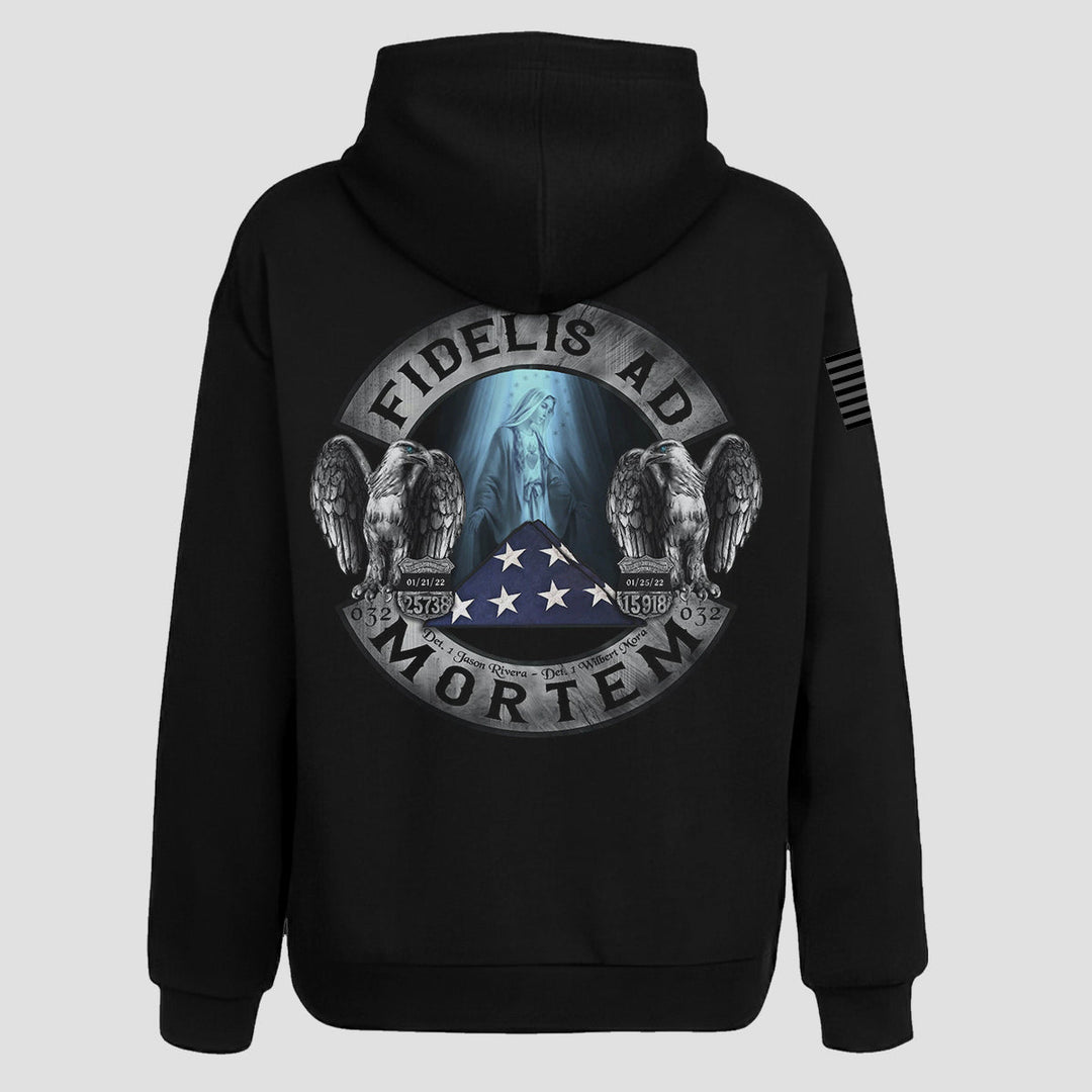 FIDELIS AD MORTEM - THE 32 PCT. RIVERA AND MORA MEMORIAL TRIBUTE PULLOVER HOODIE - MIDNIGHT PLATOON