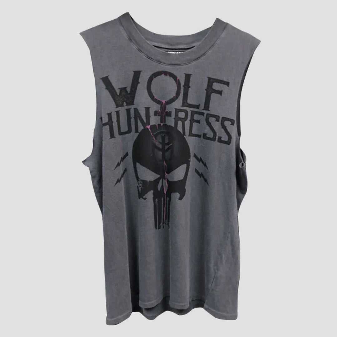 WOLF HUNTRESS MUSCLE TANK - MIDNIGHT PLATOON