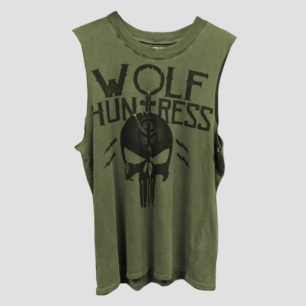 WOLF HUNTRESS MUSCLE TANK - MIDNIGHT PLATOON